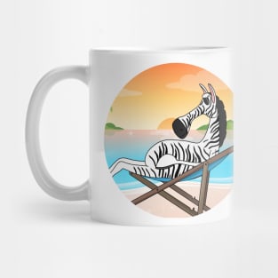 Zebra Chilling At Beach With Sunset Comic Style Mug